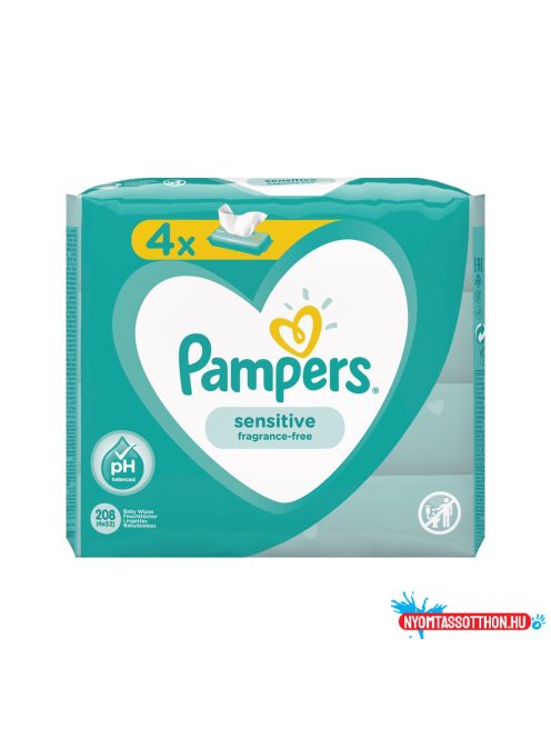 Nedves törlőkendő 4 x 52 lap/doboz Pampers Sensitive