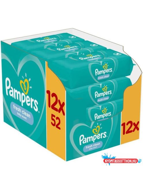 Nedves törlőkendő 12 x 52 lap/doboz Pampers Fresh Clean