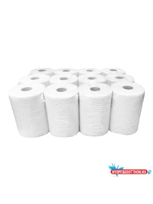 Kéztörlő 2 rétegű tekercses átmérő: 14 cm 100 % cellulóz hófehér duda nélküli 12 tekercs/karton_090631A-DN