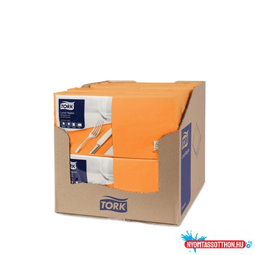 Szalvéta 2 rétegű 1/4 hajtás lapméret: 32,8 x 32,5 cm 200 lap/csomag Lunch Tork_477840 narancs