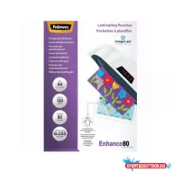  Lamináló fólia, A4, 80 mikron, fényes, 100 db/doboz, Fellowes(R)
