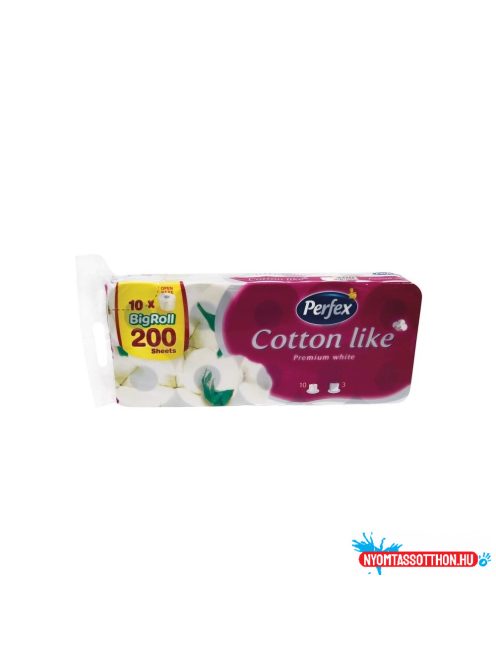 Toalettpapír 3 rétegű kistekercses 10 tekercs/csomag Premium Cotton Like Boni Perfex