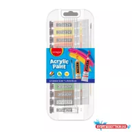   Akril festék, 12 x 12 ml, műanyag dobozban, Keyroad, vegyes színek