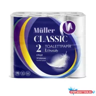   Toalettpapír 2 rétegű kistekercses 100% cellulóz 100 lap/tekercs 24 tekercs/csomag Müller Classic