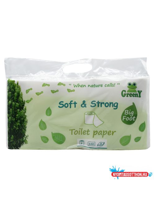 Toalettpapír 3 rétegű kistekercses 100% cellulóz 8 tekercs/csomag Soft & Strong_Greeny