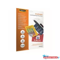   Lamináló fólia, A4, 80 mikron, fényes, öntapadó hátlappal, 25 db/csomag, Fellowes(R)