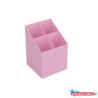   Írószertartó 4 rekeszes négyszögletű műanyag, Ico pasztell rózsaszín
