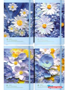 Virágos aranyozott kék notesz - vonalas (A5)