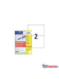   Etikett címke, 210x148mm, univerzális, 65 lap, 2 címke/lap Avery, fehér