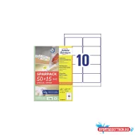   Etikett címke, 96x50,8 mm, univerzális, 65 lap, 10 címke/lap Avery, fehér