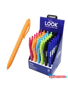   Golyóstoll nyomógombos 0,7mm Vinson Look 3202 vegyes test displ 36 db/display