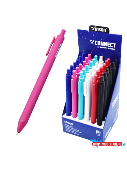 Golyóstoll nyomógombos 0,7mm Vinson Connect S1C vegyes test displ 36 db/display