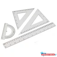   Vonalzó készlet 4 darabos 30cm, vonalzó, szögmérõ, 45° és 60° háromszög vonalzók