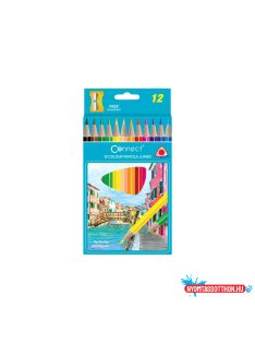   Színes ceruza készlet, háromszögletû vastag Connect 12 különféle szín