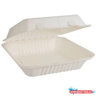   Papírdoboz ételes 22,86 x 15,24 x 8,12 cm komposztálható cukornád 125 db/csomag natúr
