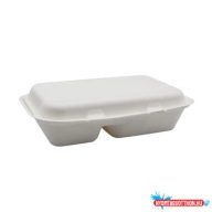   Papírdoboz ételes 2 részes 23 x 15 x 8 cm komposztálható cukornád 125 db/csomag natúr