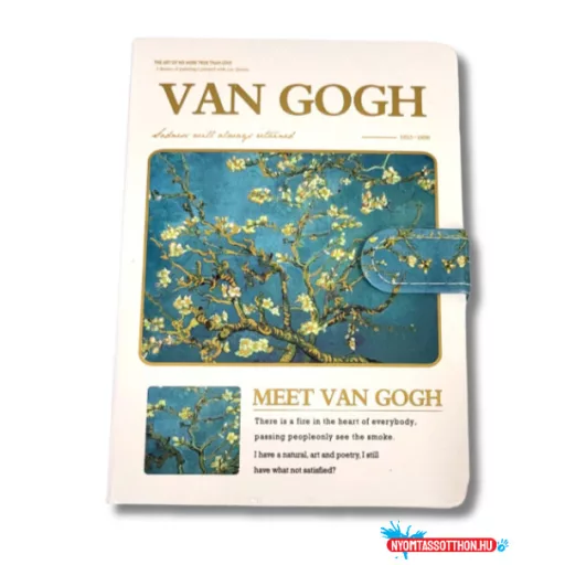 Van Gogh Művészeti Jegyzetfüzet - 18 x 13 cm méretű, aranyozott keményfedeles
