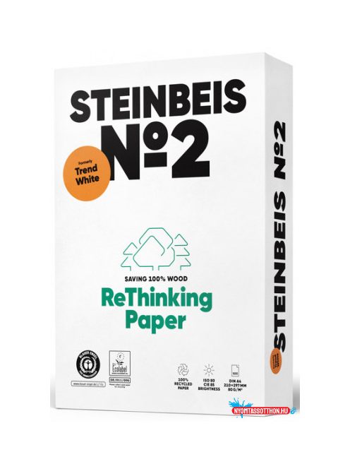 A/4 Steinbeis No.2 Trend White 80g. újrahasznosított másolópapír ISO 80-as fehérségű