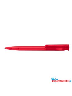   Golyóstoll nyomógombos 0,8mm, mûanyag transparens piros test, Ico Star, írásszín piros