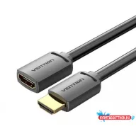   Vention HDMI/M -> HDMI/F (4K, HD, PVC, fekete), 0,5m, kábel