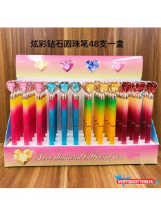 Szivecskés - kristályos színes testű golyóstoll, 0.5mm