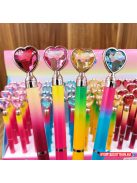 Szivecskés - kristályos színes testű golyóstoll, 0.5mm