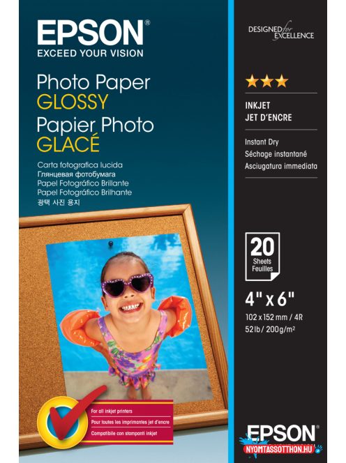 Epson 10x15 Fényes Fotópapír 20Lap 200g (Eredeti)