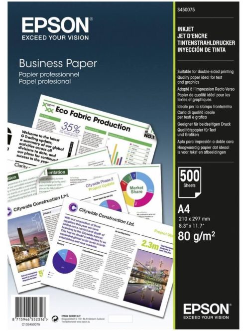 Epson A / 4 Bright White Paper 500Lap 80g