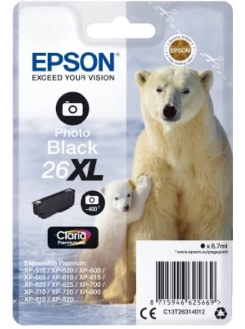 Epson T2631 cartridge Photo Black 8.7ml 26XL (Original)