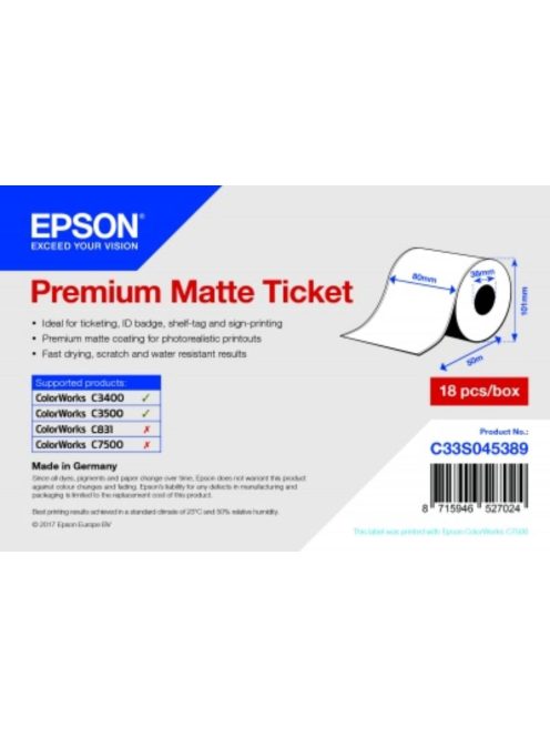 Epson 80mm*50m matt inkjet cimke