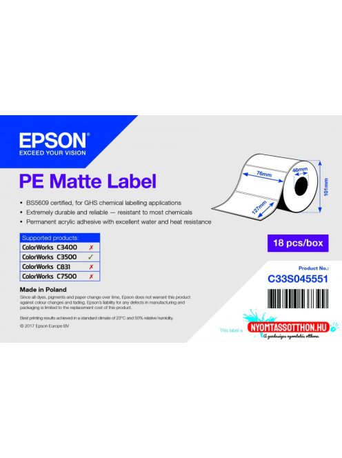 Epson 76mm * 29mm Matte Roll