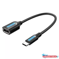   Vention USB-C 2.0/M ->  USB-A/F, 0,15m, (OTG,fekete,PVC), kábel