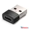 Vention USB-A 2.0/M -> USB-C/F, (PVC, fekete), adapter