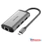 Vention USB-C -> HDMI/3*USB3.0/RJ45/PD, ( 6-1,szürke), 0,15m, konverter