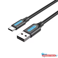 Vention USB-A 2.0/M -> USB-C/M, 0,5m,(3A,fekete), kábel