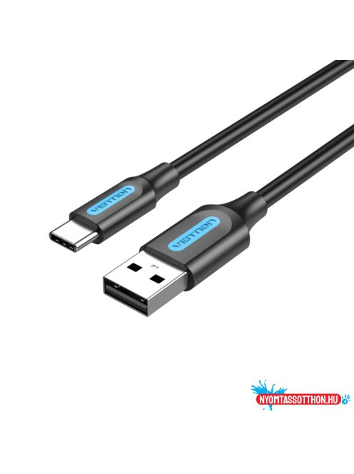 Vention USB-A 2.0/M -> USB-C/M, 1m,(3A,fekete), kábel
