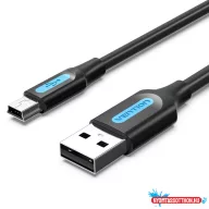   Vention USB-A 2.0/M ->  mini USB-B/M, 0,5m, (PVC,fekete), kábel