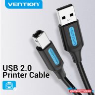   KÁBEL USB-A 2.0/M -> USB-B/M, 0.5m, (PVC, fekete, nyomtatókábel, printerkábel), Vention