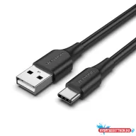 Vention USB-A 2.0/M -> USB-C/M, 1,5m,(3A,fekete), kábel