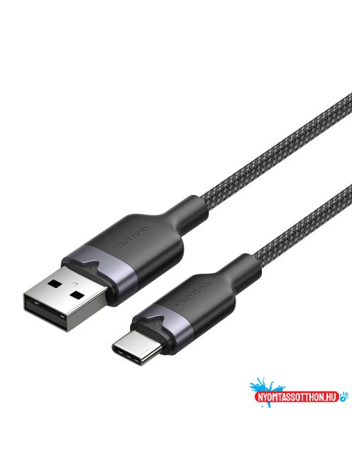 Vention USB-A 2.0/M -> USB-C/M, 1m,(fekete,3A), kábel