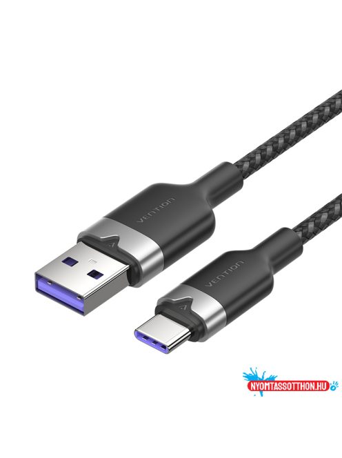 Vention USB-A 2.0/M -> USB-C/M, 2m,(fekete,6A), kábel