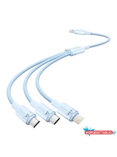   Vention USB-A 2.0/M -> USB-C/Lightning/Micro USB-B, 1,5m,(blue,3A,3in1), kábel