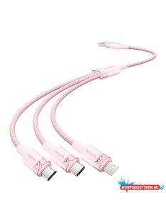   Vention USB-A 2.0/M -> USB-C/Lightning/Micro USB-B, 1,5m,(pink,3A,3in1), kábel