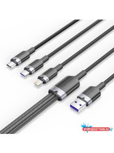   Vention USB-A 2.0/M -> USB-C/Lightning/Micro USB-B, 1,5m,(fekete,6A,3in1), kábel