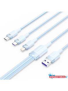   Vention USB-A 2.0/M -> USB-C/Lightning/Micro USB-B, 1,5m,(blue,6A,3in1), kábel