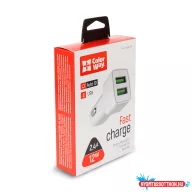   Autós töltő ColorWay 2USB AUTO ID 2.4A (12W) fehér (CW-CHA009-WT)