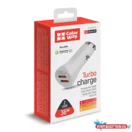   Autós töltő ColorWay 2USB Quick Charge 3.0 (36W) fehér (CW-CHA011Q-WT)