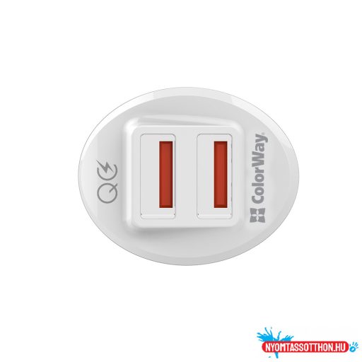 Autós töltő ColorWay 2USB Quick Charge 3.0 (36W) fehér (CW-CHA011Q-WT)
