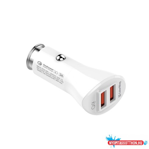 Autós töltő ColorWay 2USB Quick Charge 3.0 (36W) fehér (CW-CHA011Q-WT)