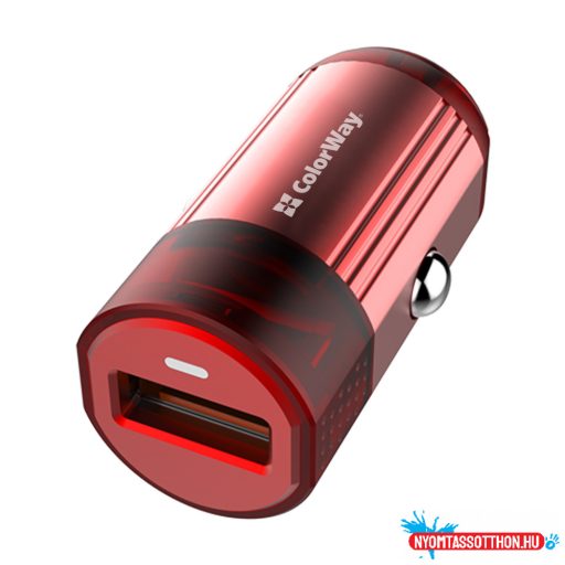 Autós töltő ColorWay 1USB Quick Charge 3.0 (18W) piros (CW-CHA012Q-RD)